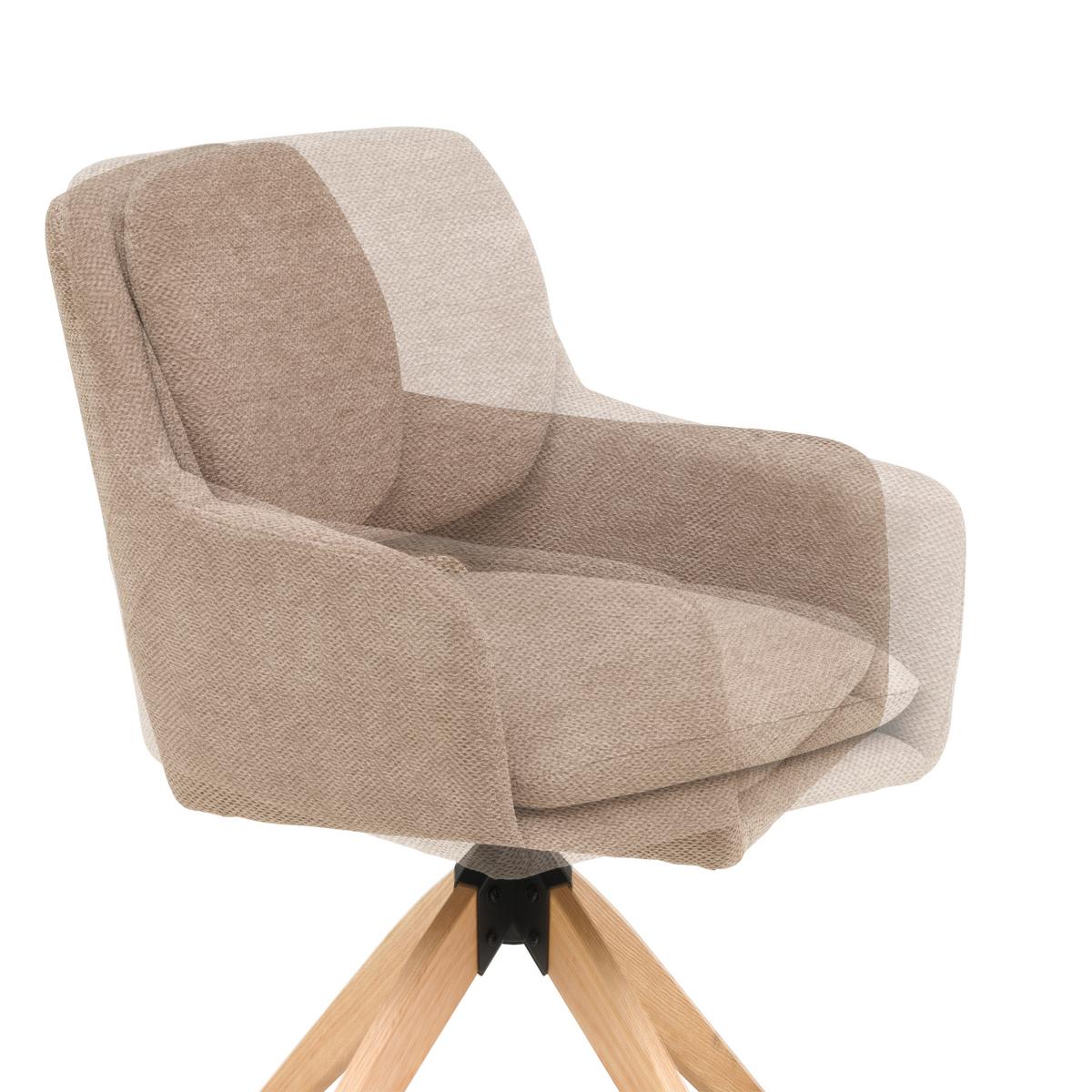 Armlehnstuhl Marley Webstoff Braun, B: 59 cm - Braun/Naturfarben, KONVENTIONELL, Holz/Textil (59/89/65cm) - Livetastic