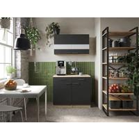Buffet Merle Schwarz, Eiche Dekor B: 100 cm - Eichefarben/Schwarz, Basics, Glas/Holzwerkstoff (100/200/60cm) - Respekta