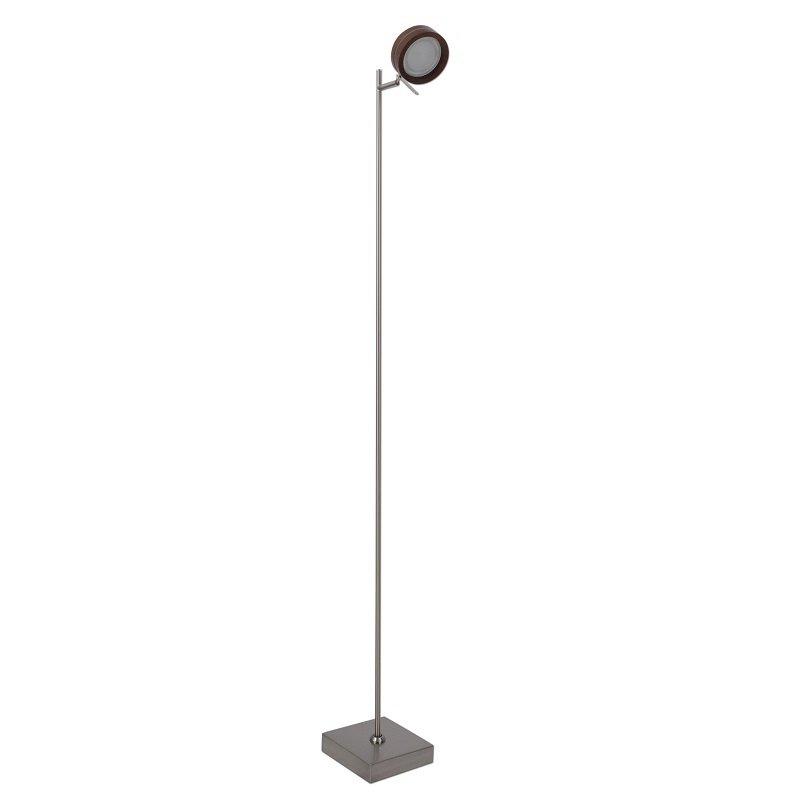 LED-Stehlampe dimmbar Braun/Chromfarben verstellbar - Chromfarben/Braun, Design, Holz/Metall (15/129cm) - Näve