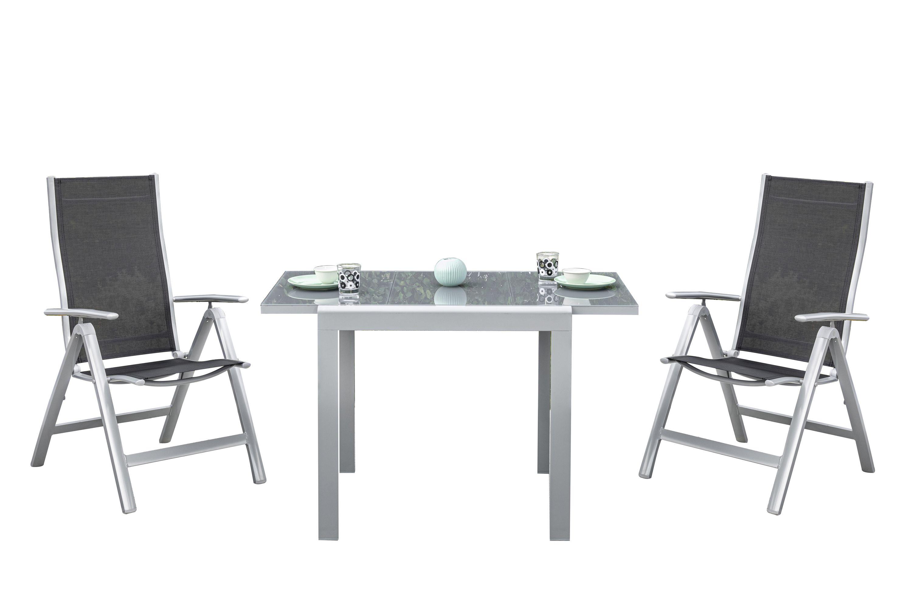 Gartenmöbel Set 3-Tlg. Carrara Metall/Textil