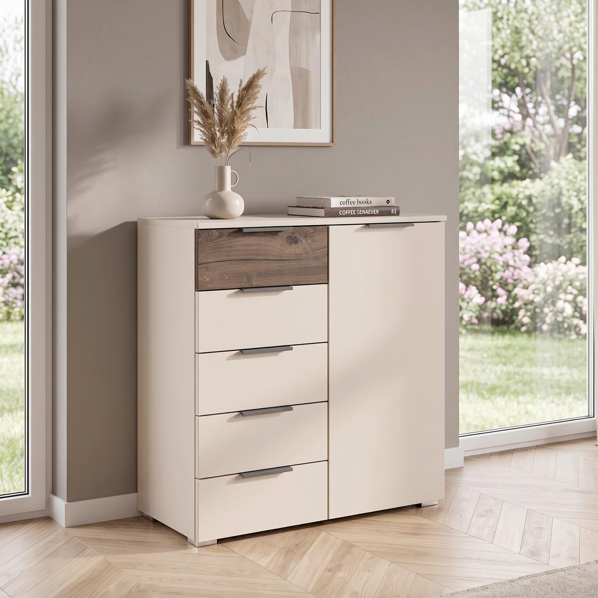 KOMMODE Sajo-Extra Champagner B: 80 cm - Eiche dunkel/Champagner, Trend, Holzwerkstoff (80/84/40cm)