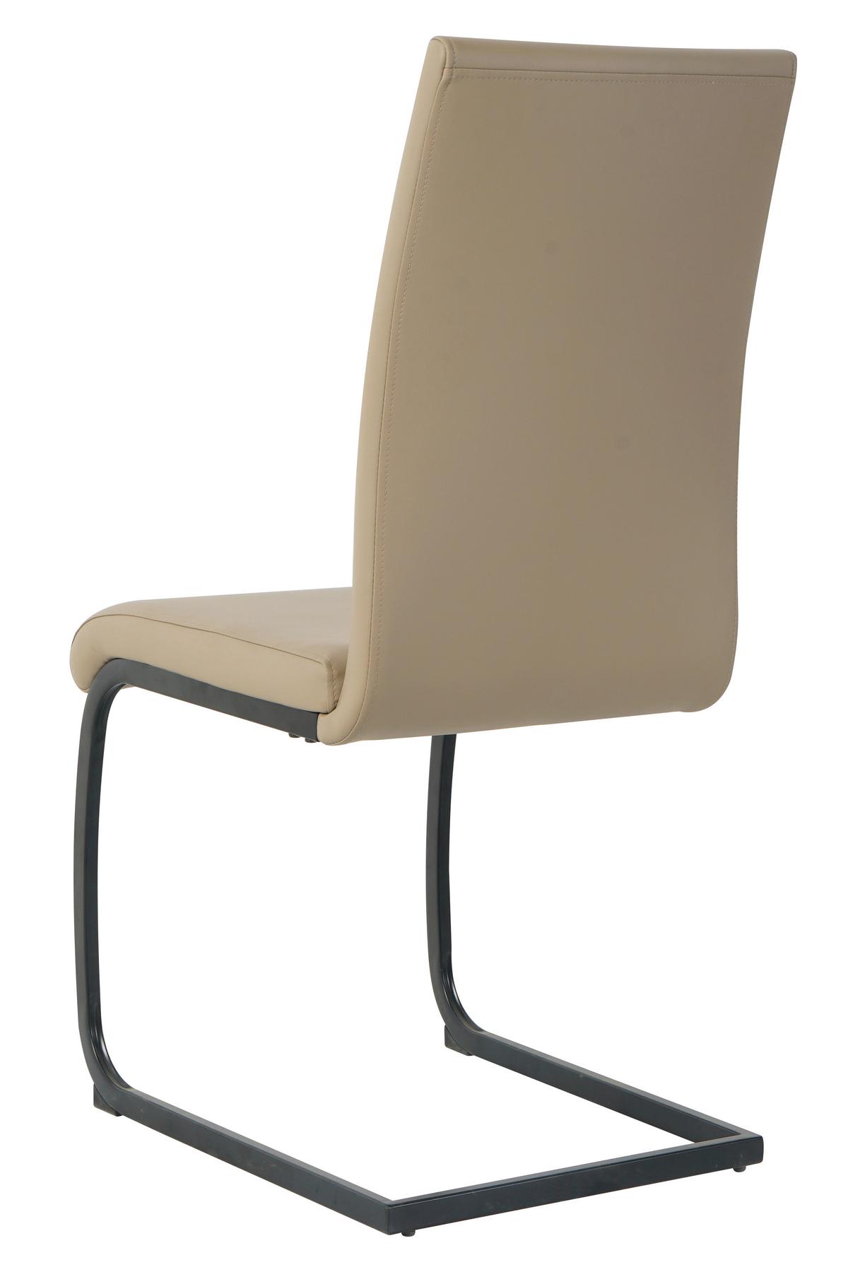 Stuhl-set Lederlook Taupe, B: 42cm - Taupe/Schwarz, Design, Kunststoff/Textil (42/97/59cm) - Livetastic