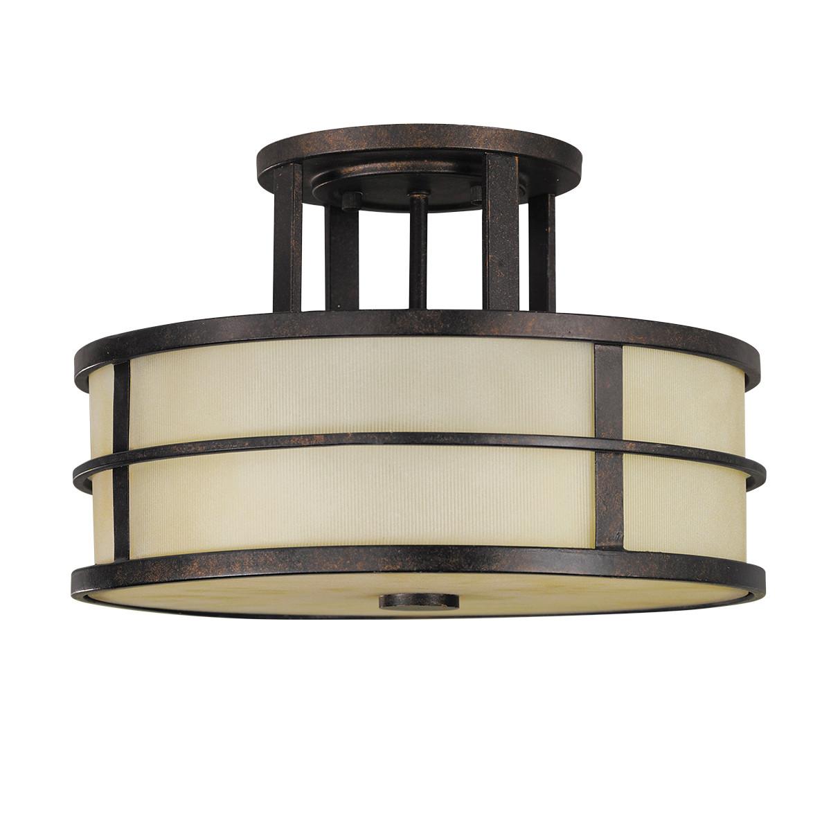 DECKENLEUCHTE FE-FUSION-SF - Dunkelbraun/Bronzefarben, Natur, Metall (34.3/22.9cm) - Elstead Lighting