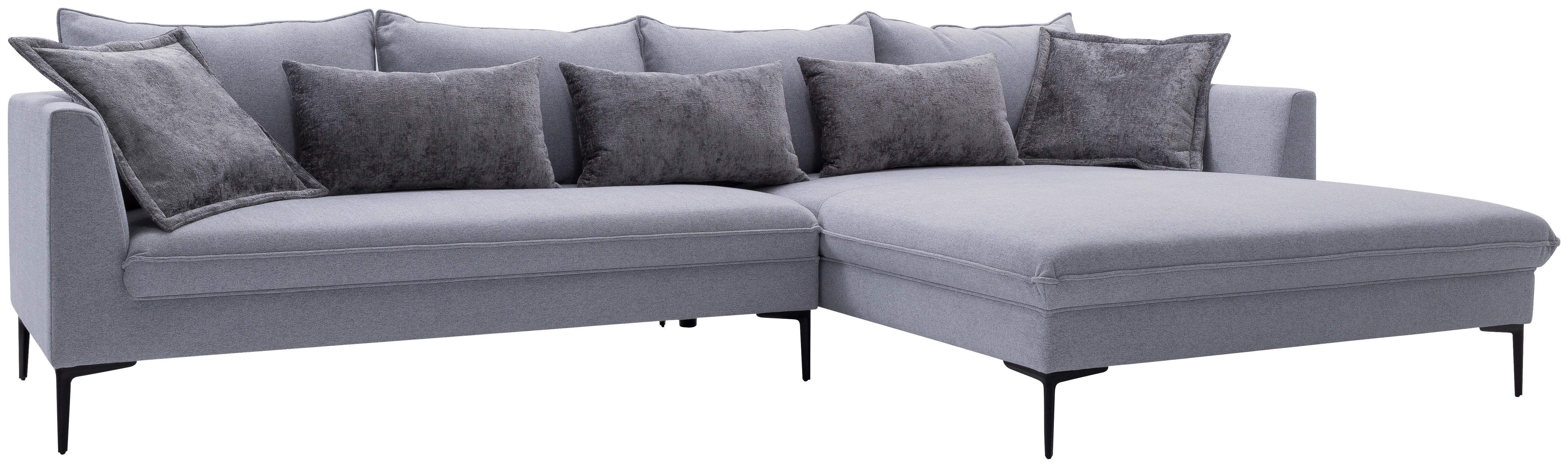 Ecksofa Piazza Grau S: 321x187 cm - Dunkelgrau/Schwarz, Design, Textil (321/187cm) - Livetastic