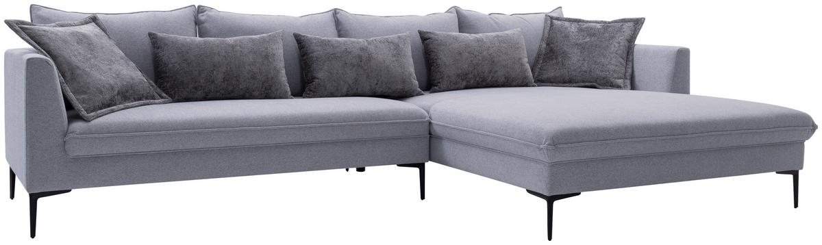 Ecksofa Piazza Grau S: 321x187 cm - Dunkelgrau/Schwarz, Design, Textil (321/187cm) - Livetastic
