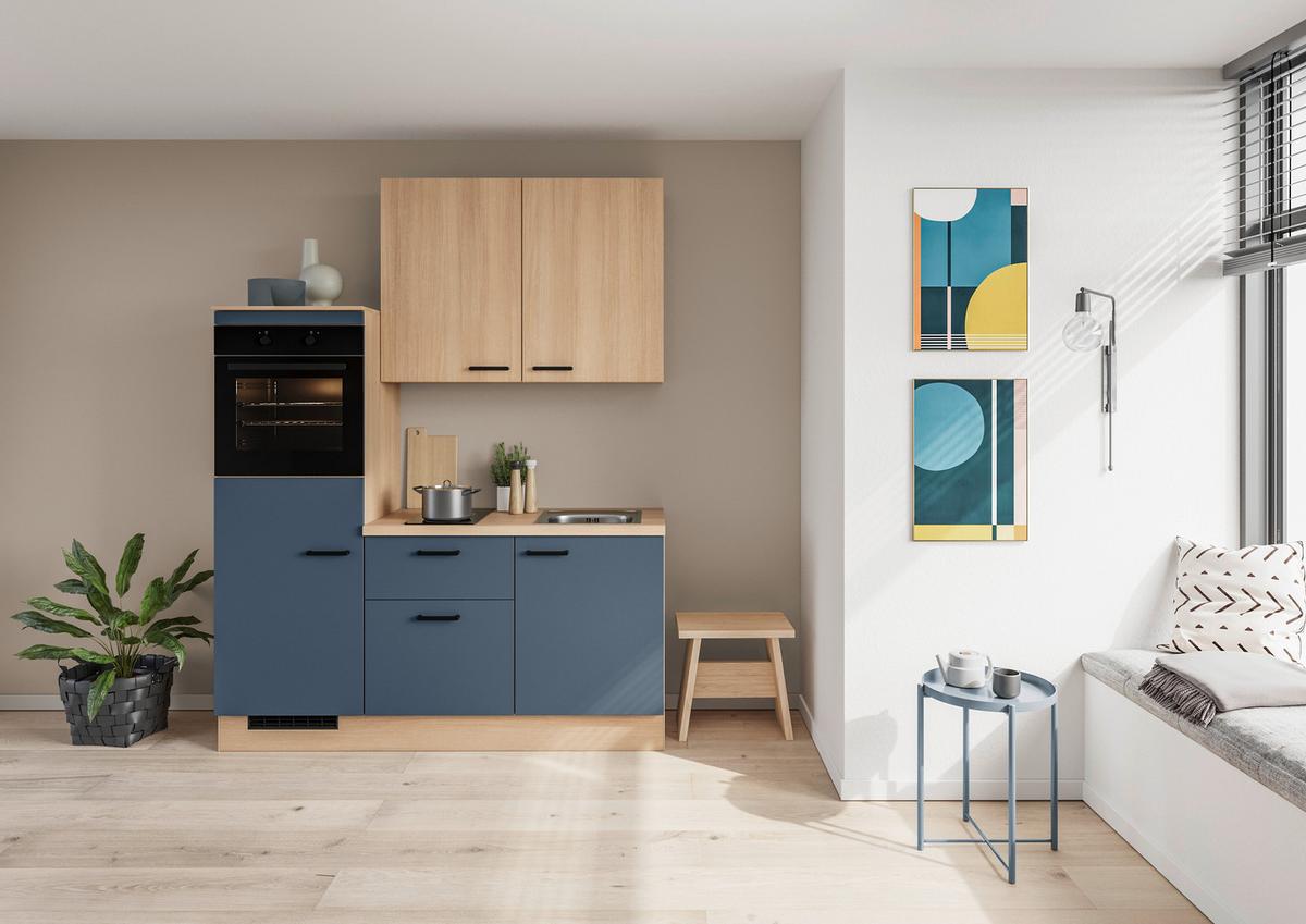 Küchenblock Ip 1200 - Blau/Eichefarben, Trend (180cm) - Impuls