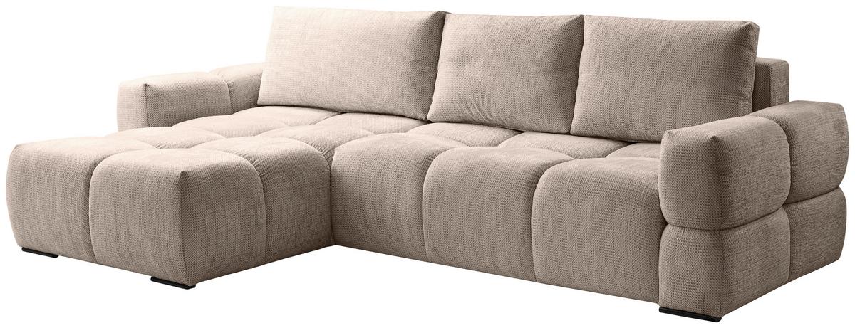 Ecksofa Taremi, Beige S: 173x299 cm - Beige/Schwarz, Design, Textil (173/299cm) - Stylife