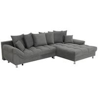 Ecksofa Erice Dunkelgrau S: 312x198 cm - Chromfarben/Dunkelgrau, Design, Textil (312/198cm) - Livetastic