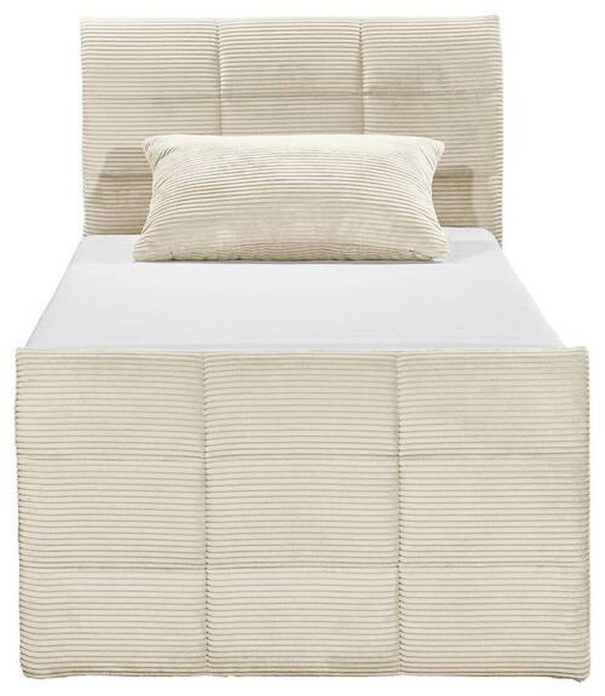 Boxspringbett Mit Topper & Bettkasten 120x200 Bolivia - Creme/Schwarz, MODERN, Holzwerkstoff/Textil (120/200cm) - MID.YOU