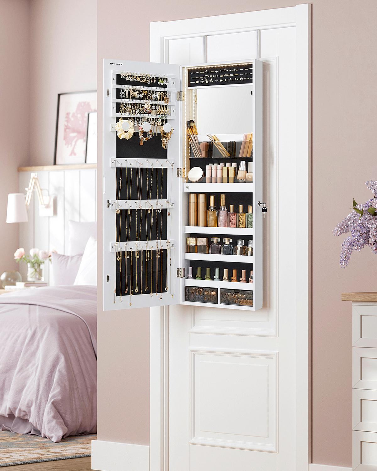 Schmuckschrank Weiß B: 37,5 cm - Roségold/Weiß, LIFESTYLE, Glas/Holzwerkstoff (37,5/108/9,7cm)