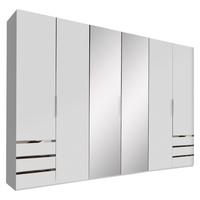 Drehtürenschrank Mit Spiegel 300cm Level 36a, Weiß Dekor - Silberfarben/Weiß, MODERN, Glas/Holzwerkstoff (300/216/58cm) - MID.YOU