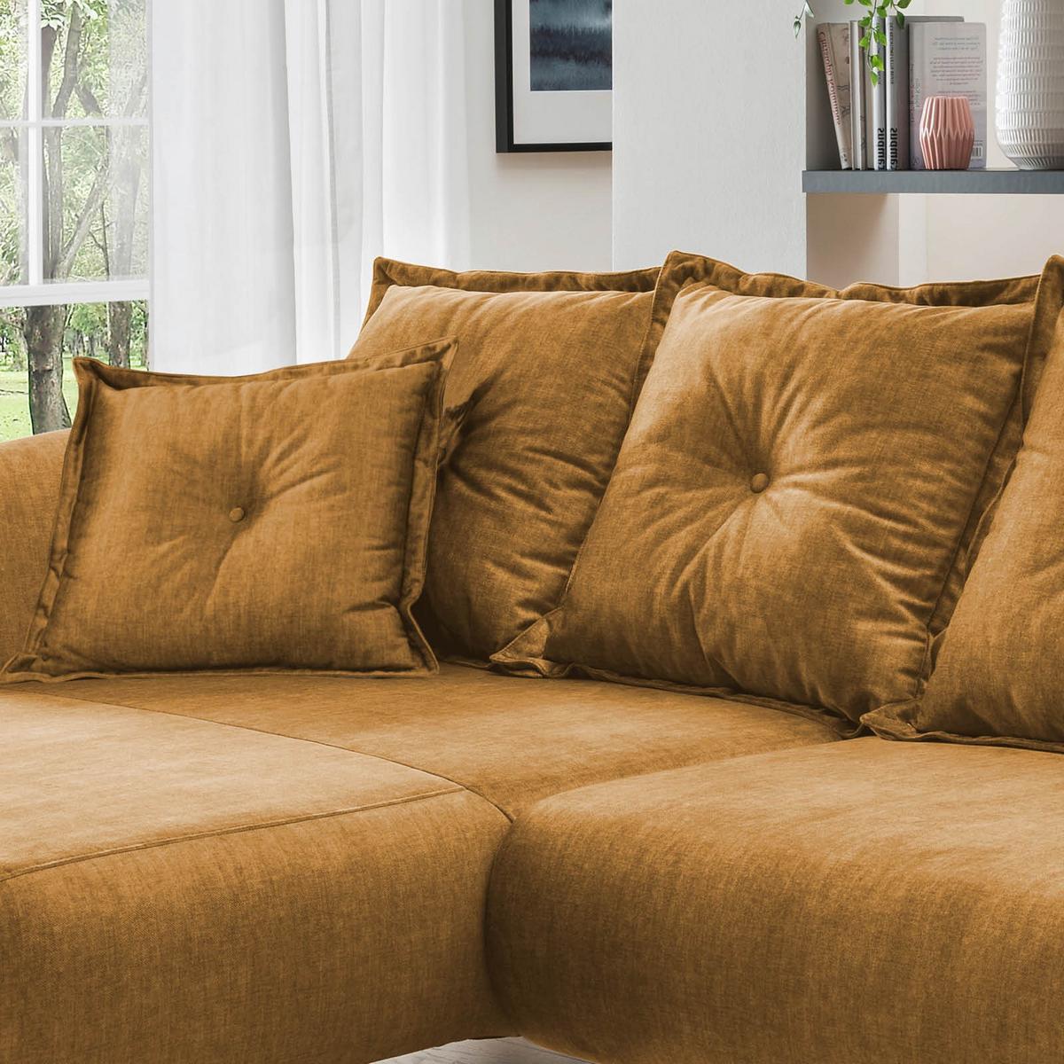 Ecksofa Baggio Gelb S: 162/277 cm - Gelb/Buchefarben, MODERN, Holz/Textil (162/277cm) - Livetastic