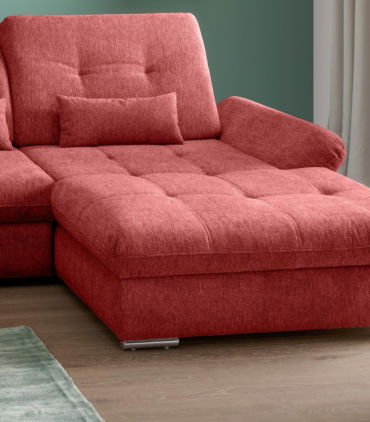 Ecksofa Dalida Rot S: 300x196 cm - Chromfarben/Rot, MODERN, Textil (300/196cm) - Livetastic