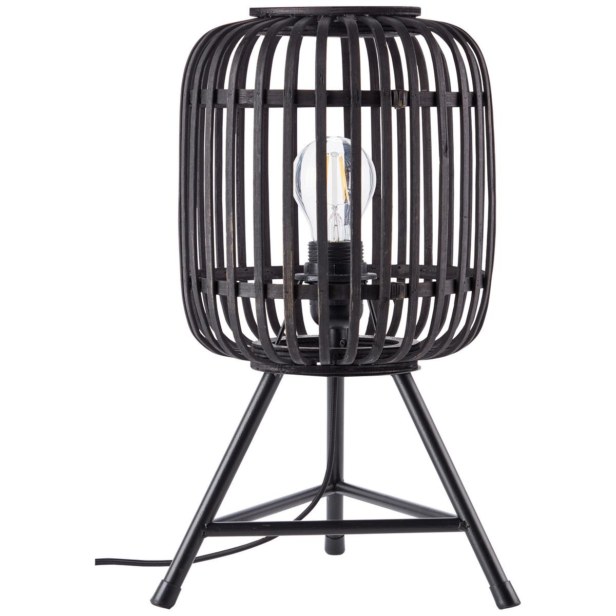 Tischlampe Woodrow Schwarz Dunkelbraun Mit Schnurschalter - Dunkelbraun/Schwarz, Design, Holz/Metall (30/41cm) - Brilliant