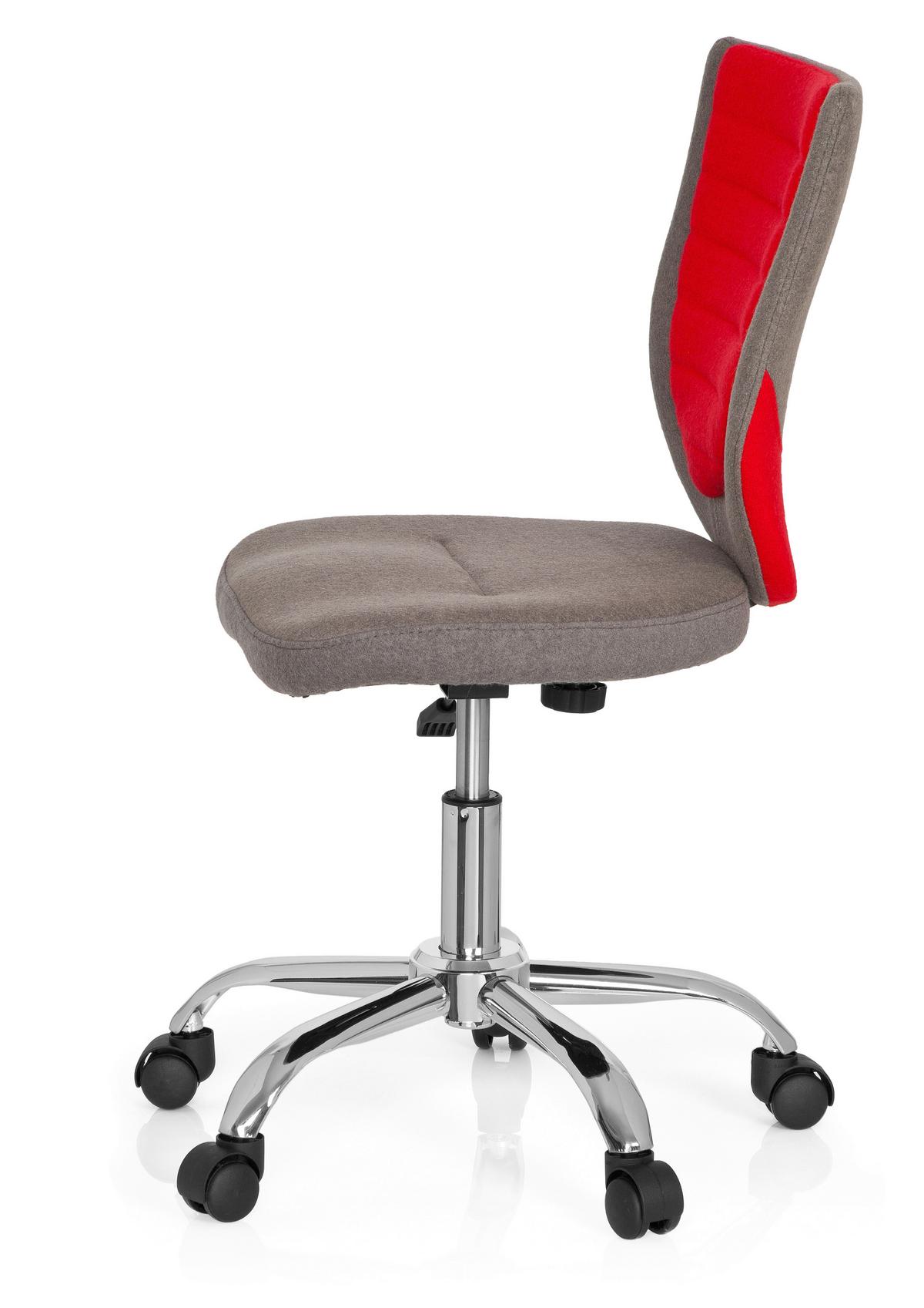 Jugenddrehstuhl Kiddy Grau/rot Bis 60 Kg - Silberfarben/Rot, MODERN, Kunststoff/Textil (41/94/41cm) - MID.YOU
