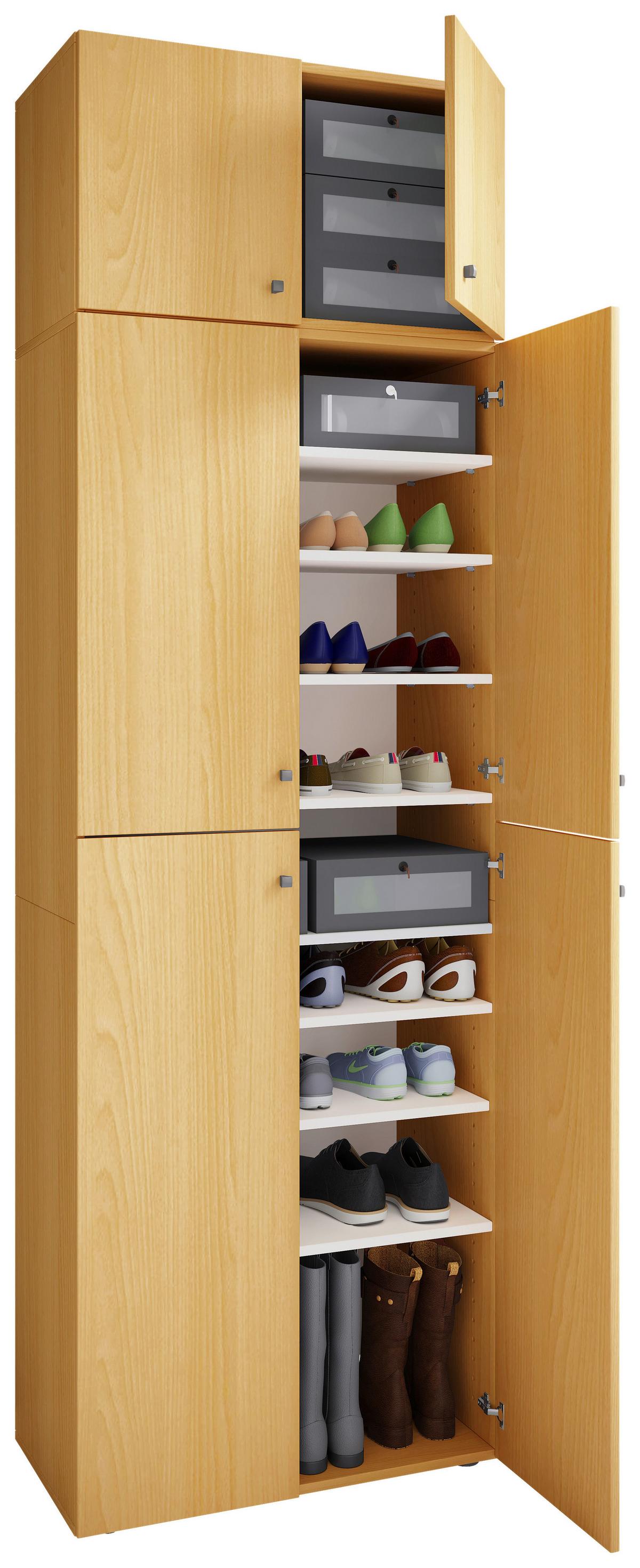 Schuhschrank Lona XXL Buche Dekor B: 70 cm - Buchefarben/Schwarz, MODERN, Holzwerkstoff (70/223/39cm) - MID.YOU