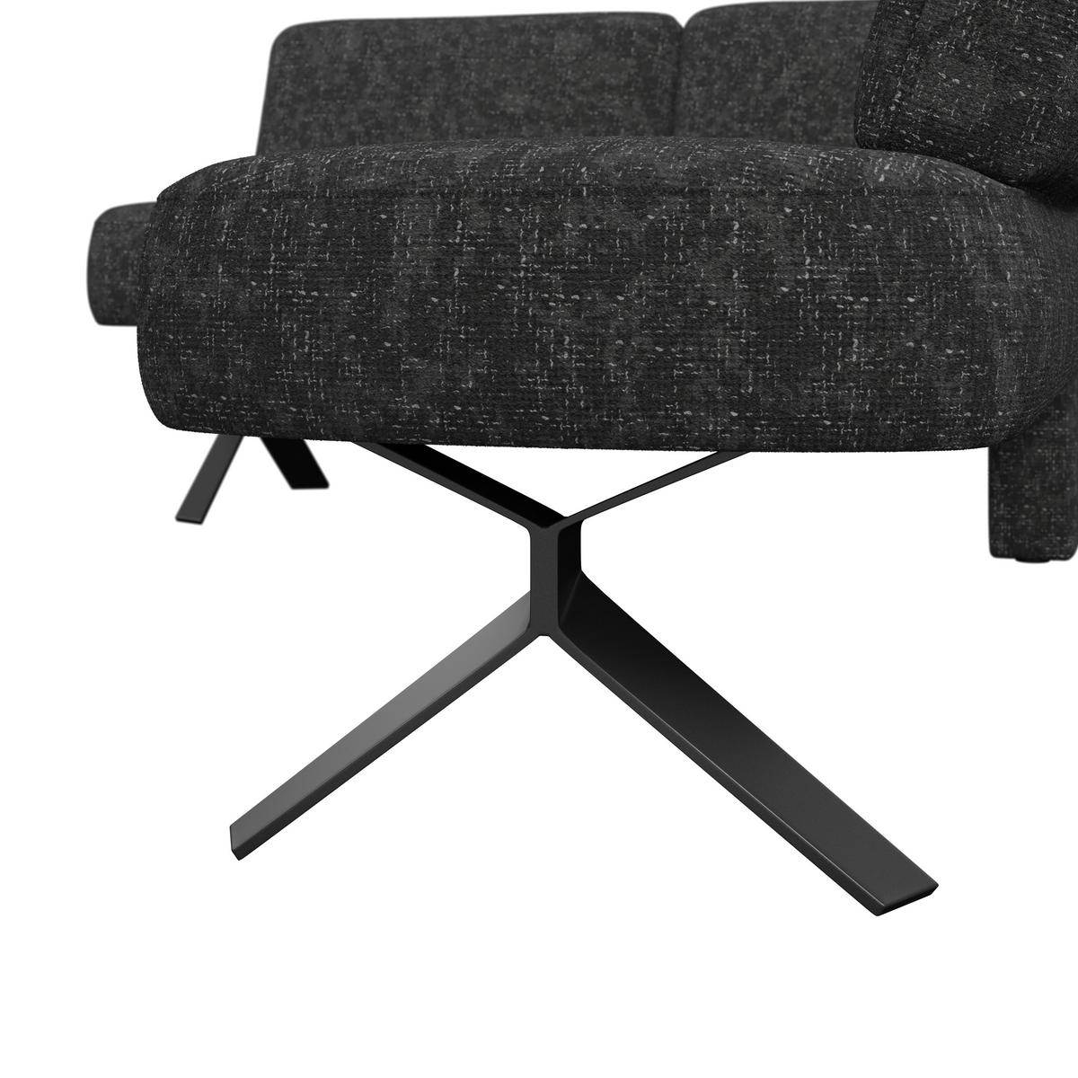 Eckbank dunkelgrau/Metallbeine Ulmo, S:176x248cm - Dunkelgrau/Schwarz, MODERN, Textil/Metall (176/248cm)