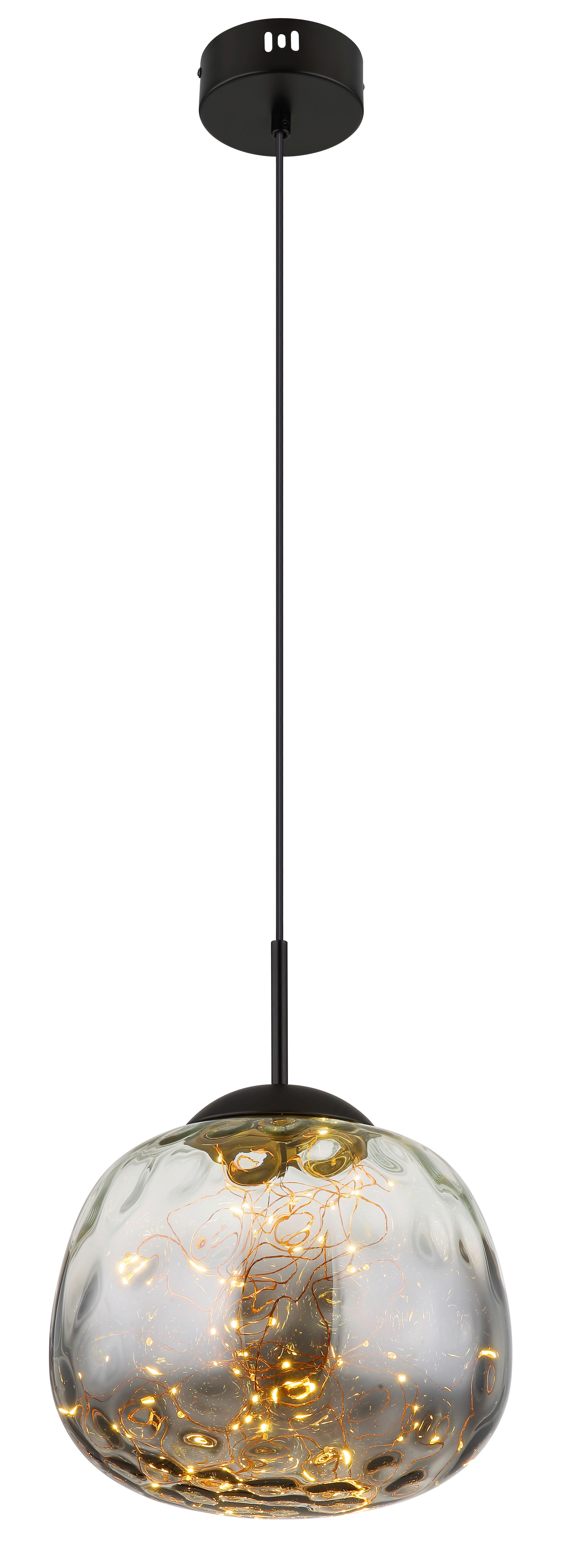 Led-hängeleuchte 15642 - Klar/Schwarz, Design, Glas/Metall (30/120cm) - Globo