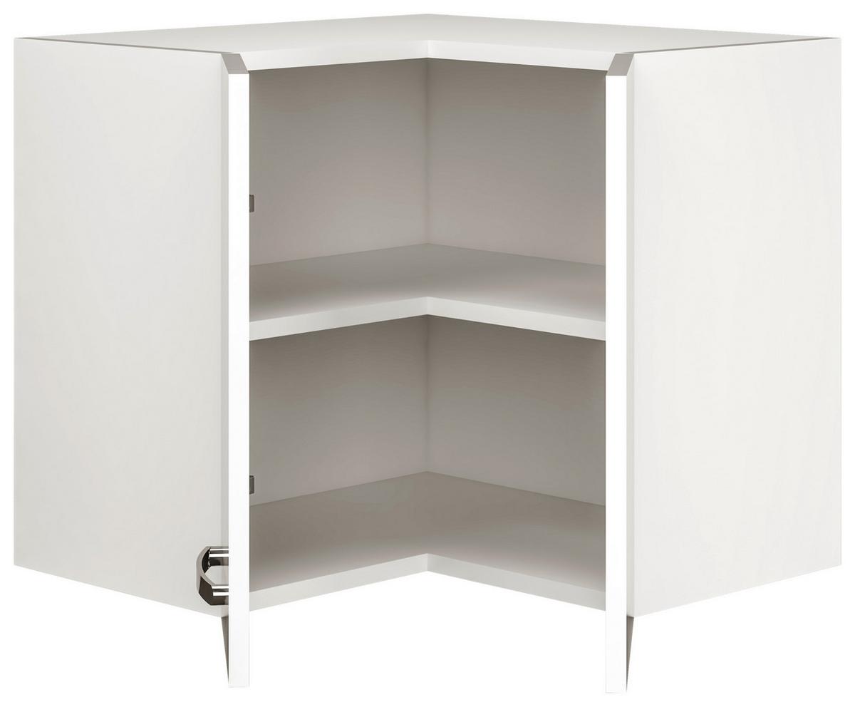 Felső Sarokszekrény Alba - magasfényű fehér/fehér, Modern, faalapú anyag (60/54,8/32cm)