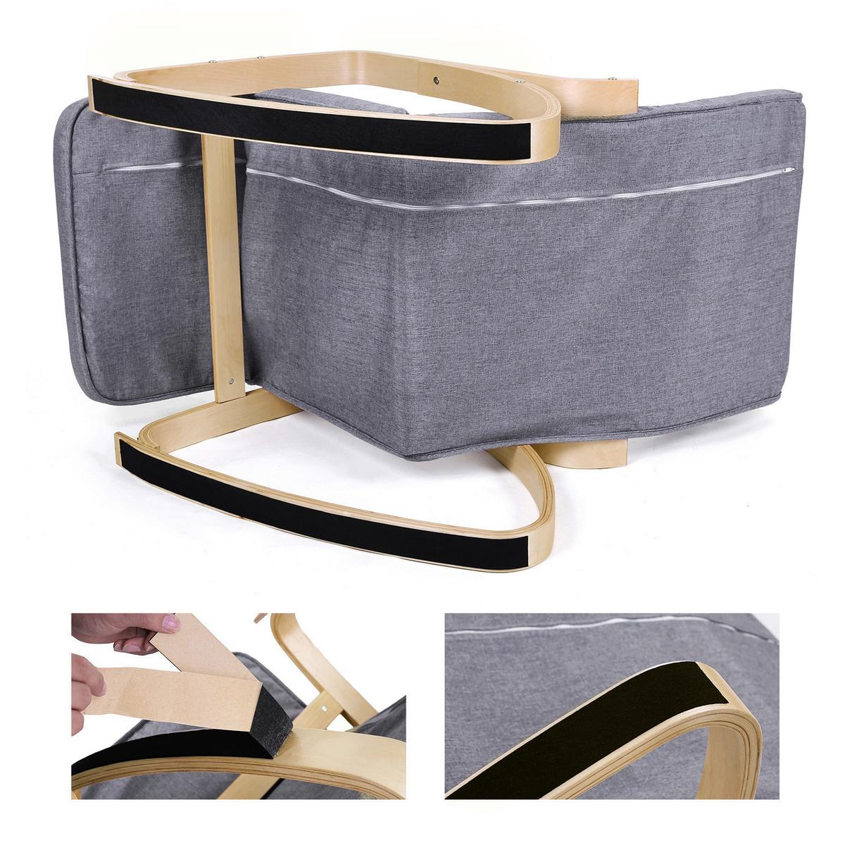 Relaxačné kreslo s vankúšom sivé - sivá/farba brezy, Basics, drevo/textil (121,5/84/67cm) - Boxxx