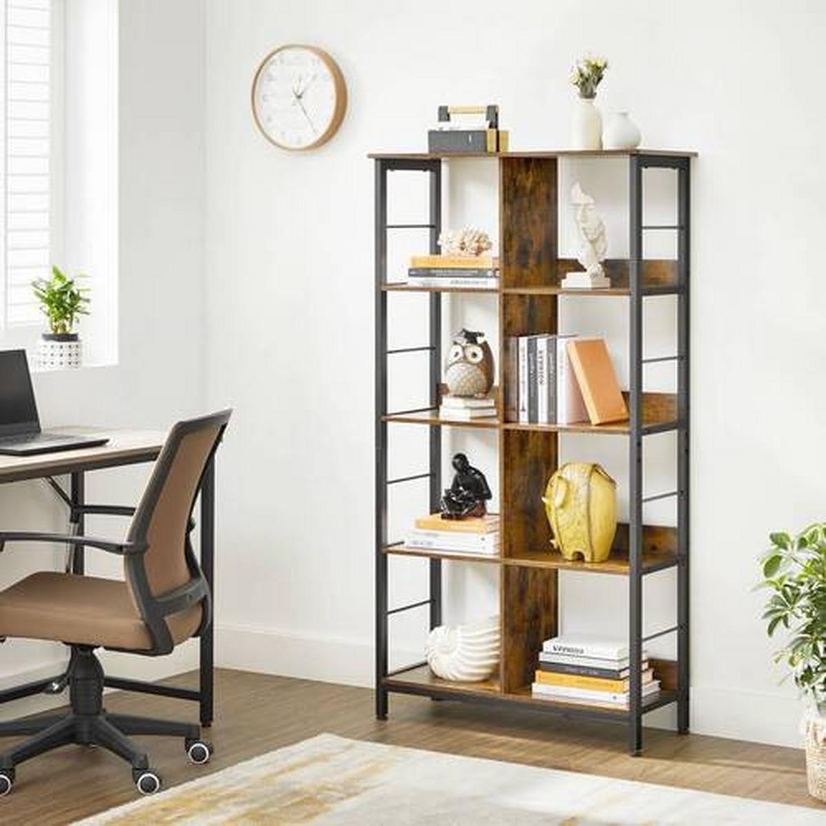 Bücherwand Iron B: 80 Cm Braun/schwarz - Schwarz/Braun, Basics, Holzwerkstoff/Metall (80/149/33cm) - Boxxx