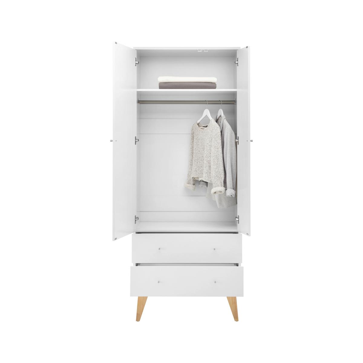 Šatníková skriňa MILO - biela/strieborná, Modern, kov/drevo (80/205/55cm) - Bessagi Home