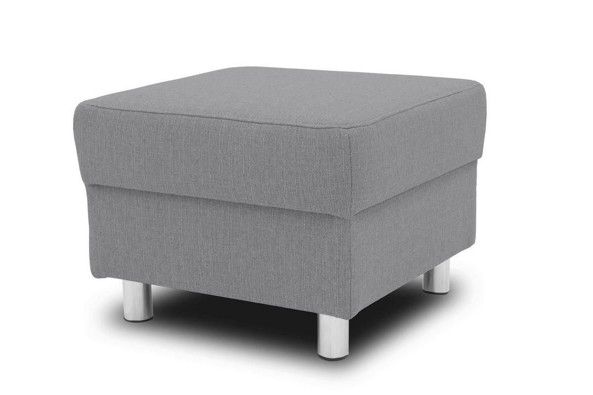 Polsterhocker Jamie Silberfarben Webstoff H: 40 Cm - Chromfarben/Silberfarben, KONVENTIONELL, Textil (54/40/54cm) - MID.YOU