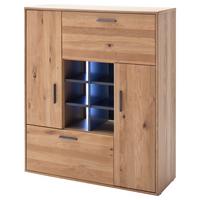 Highboard teilmassiv B: 104 cm Portland Anthrazit/Eichefarben - Eichefarben/Anthrazit, Design, Holz/Holzwerkstoff (104/123/37cm) - Livetastic