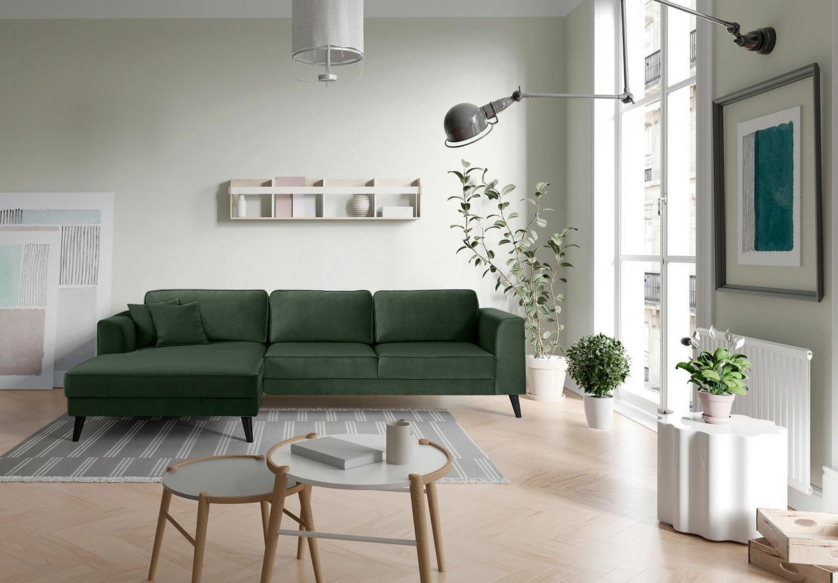 Ecksofa Mit Schlaffunktion Lumber Jack Dunkelgrün - Wengefarben/Dunkelgrün, MODERN, Textil (277/167cm) - Trendmanufaktur