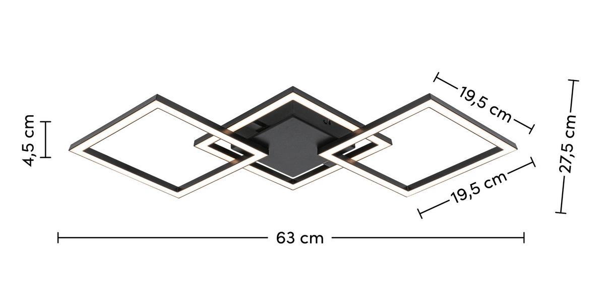 STROPNÍ LED SVÍTIDLO RAUTA - černá, Moderní, plast (63/27,5/4,5cm) - Mömax