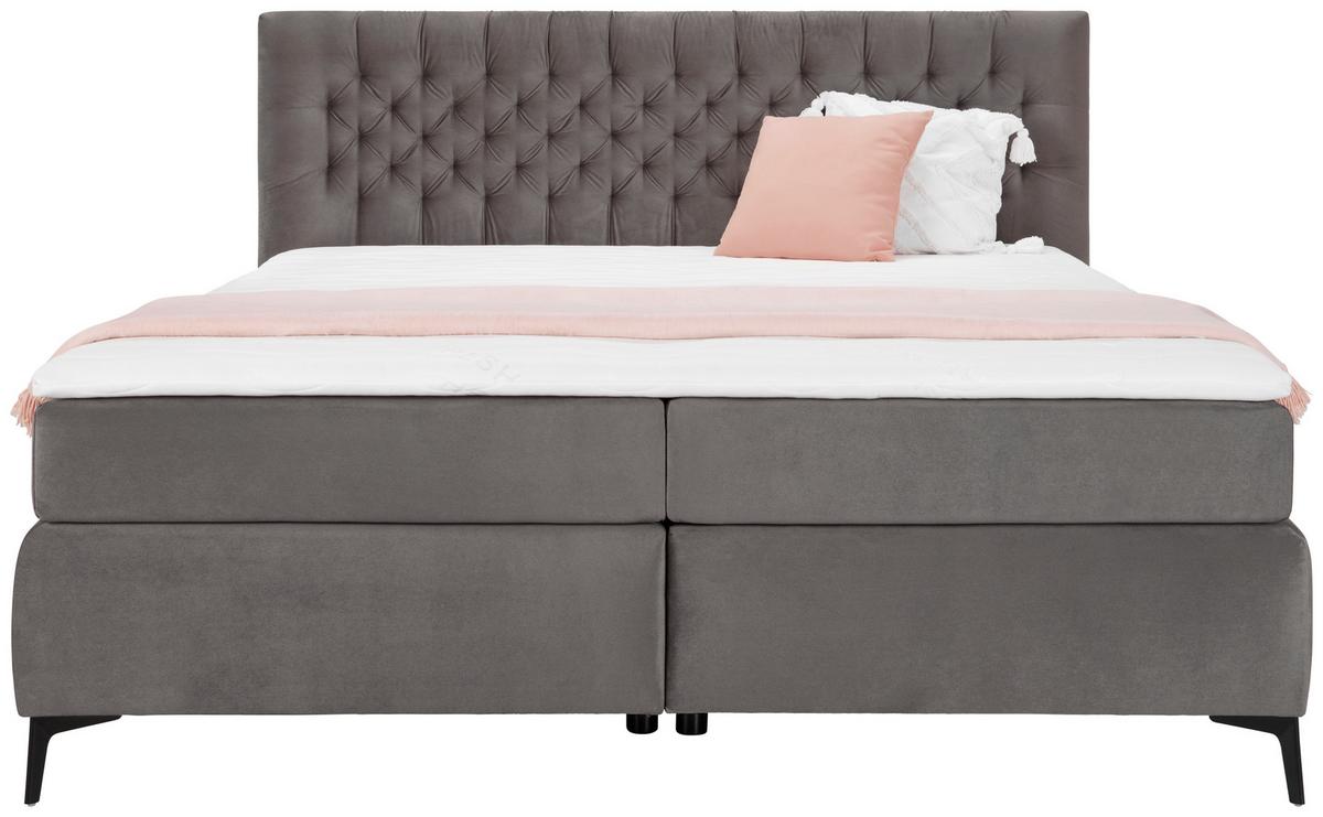 Boxspring postel ONE 2 180x200cm,antracitová - černá/antracitová, Konvenční, kompozitní dřevo (180/200cm) - Mömax