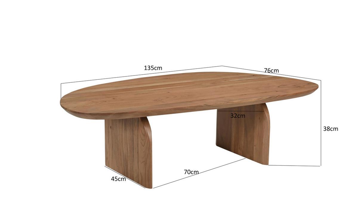 COUCHTISCH Akazie Natur B: 135cm - Naturfarben, Design, Holz (135/76/38cm) - MID.YOU