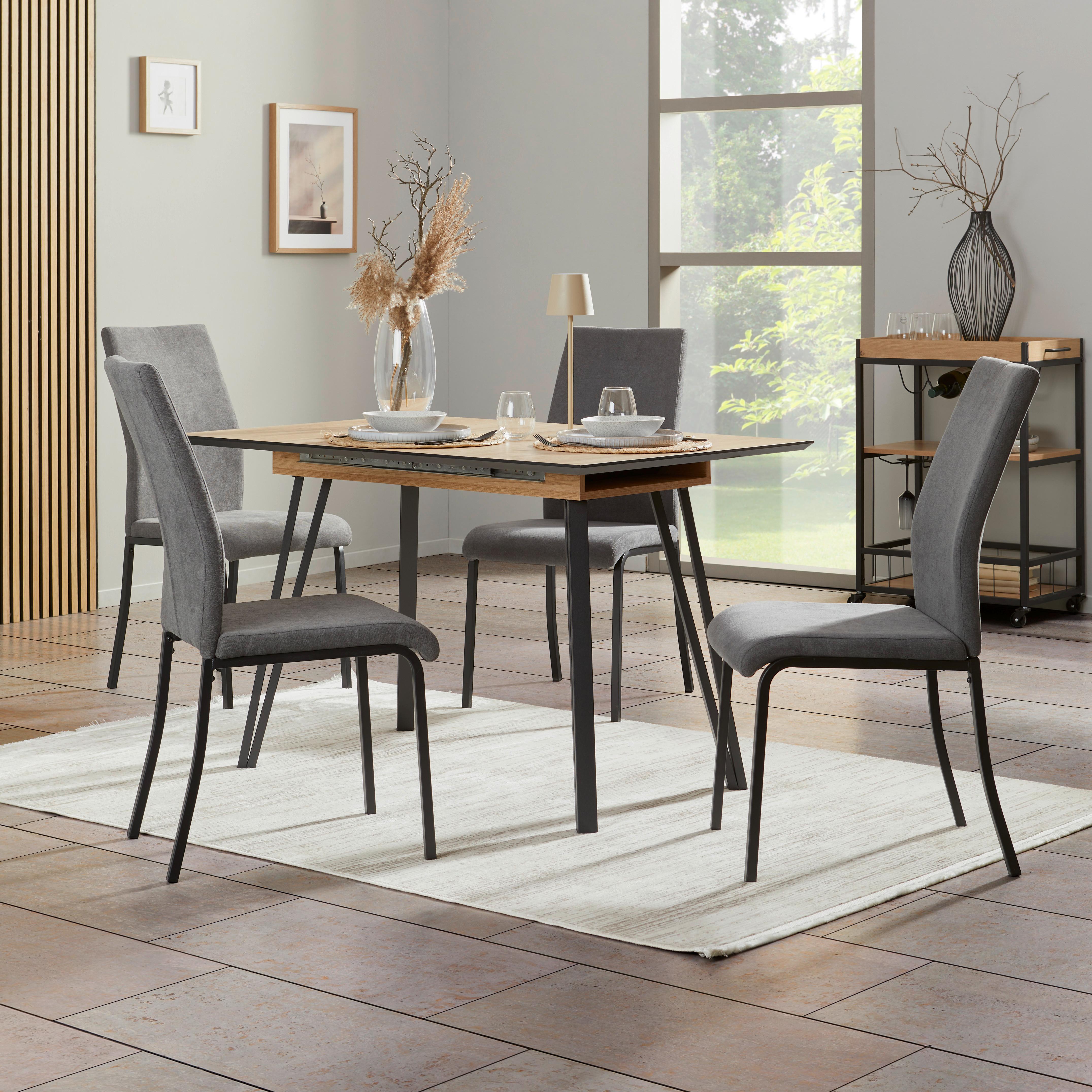Esstisch ausziehbar Ascona 120-160x75x80 cm Eiche - Schwarz/Eiche Artisan, Trend, Holz/Metall (120-160/75/80cm)