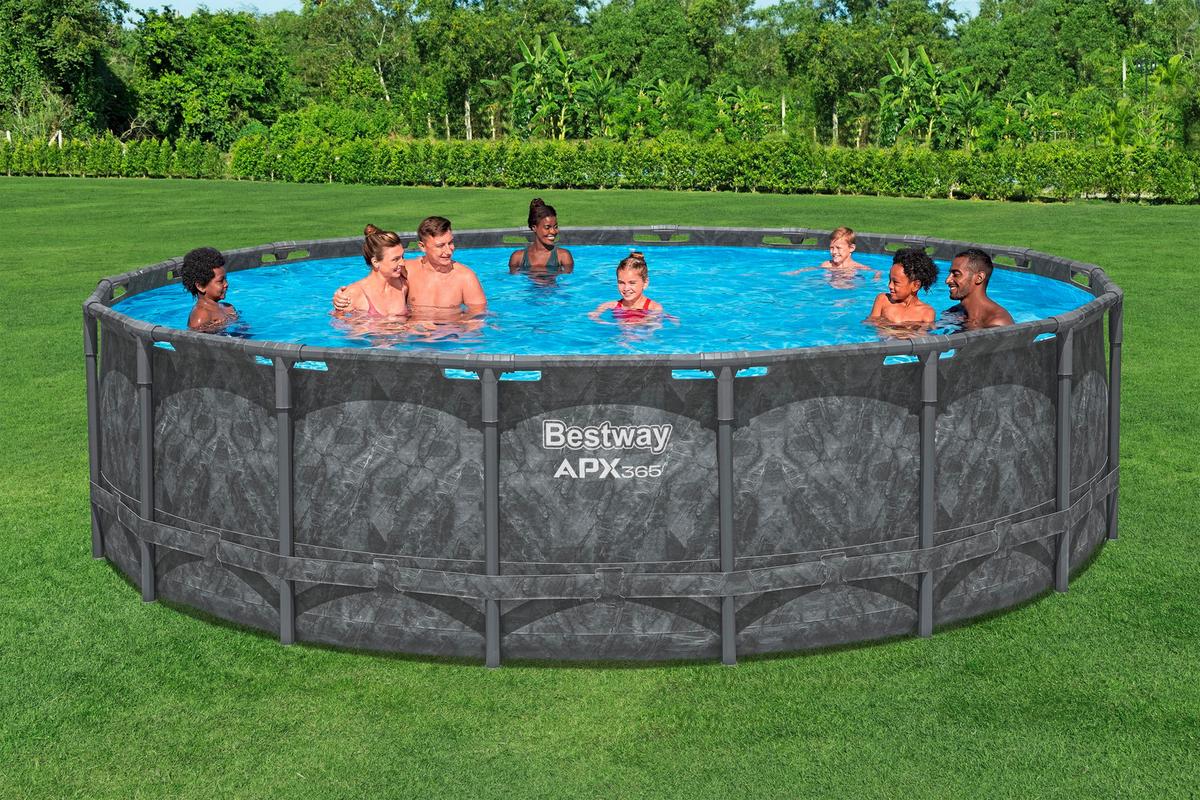 Pool Leonie - Blau/Dunkelgrau, KONVENTIONELL, Kunststoff/Metall (549/132cm) - Bestway