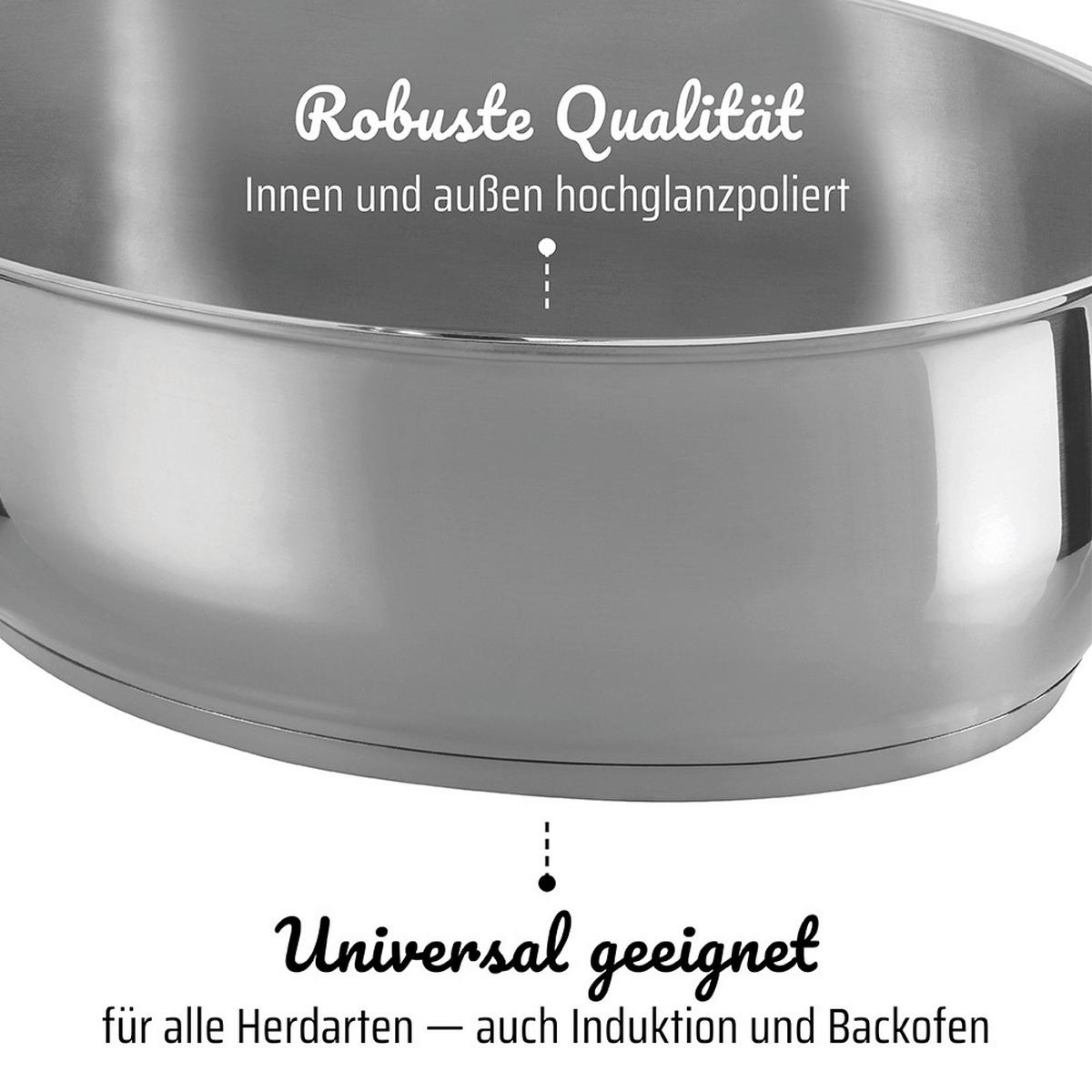 Gsw Bräter Oval Metall, L/b/h:38x25x19,5cm - Edelstahlfarben, Basics, Metall (38/25/19,5cm) - GSW