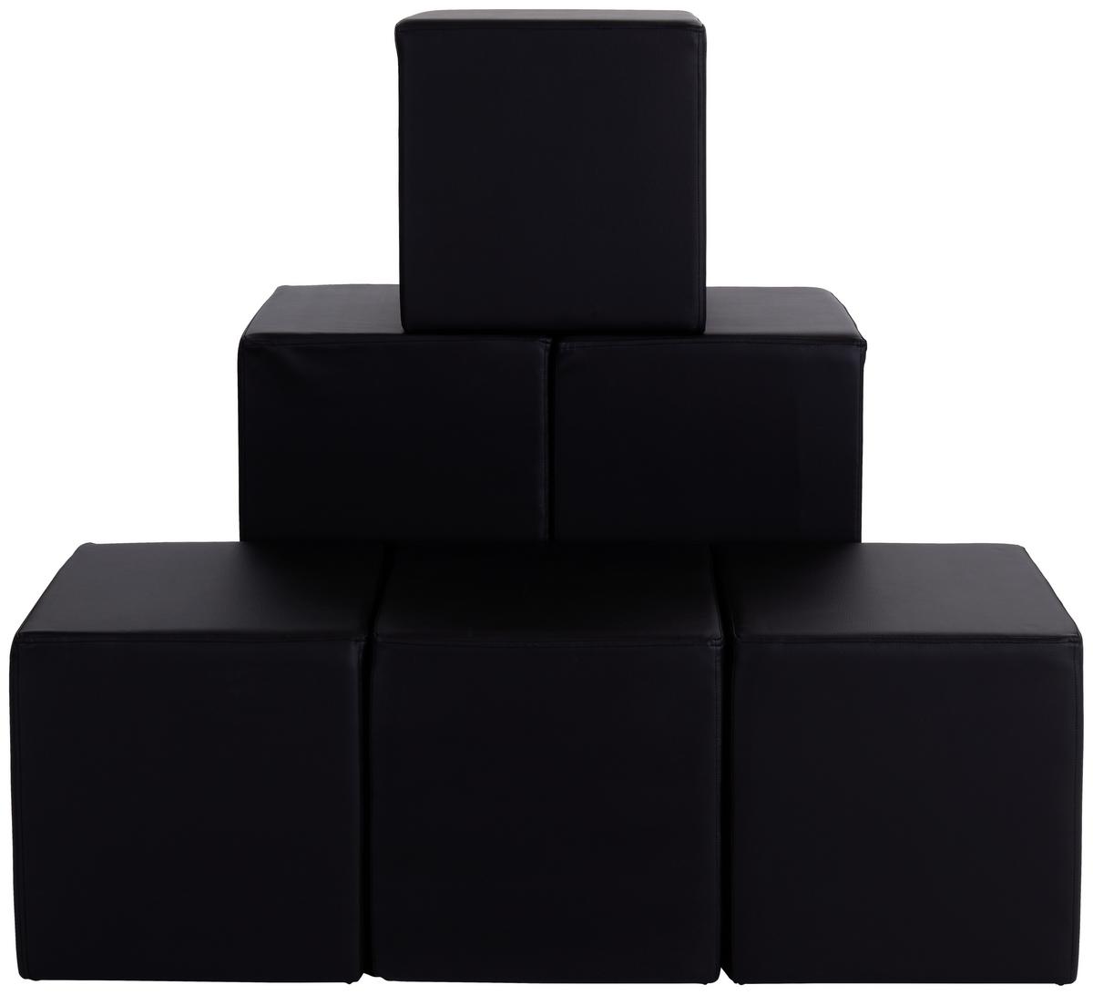 Hocker Betty Lederlook Schwarz H: 45 cm Würfelförmig - Schwarz, Basics, Textil (45/45/45cm) - Ondega