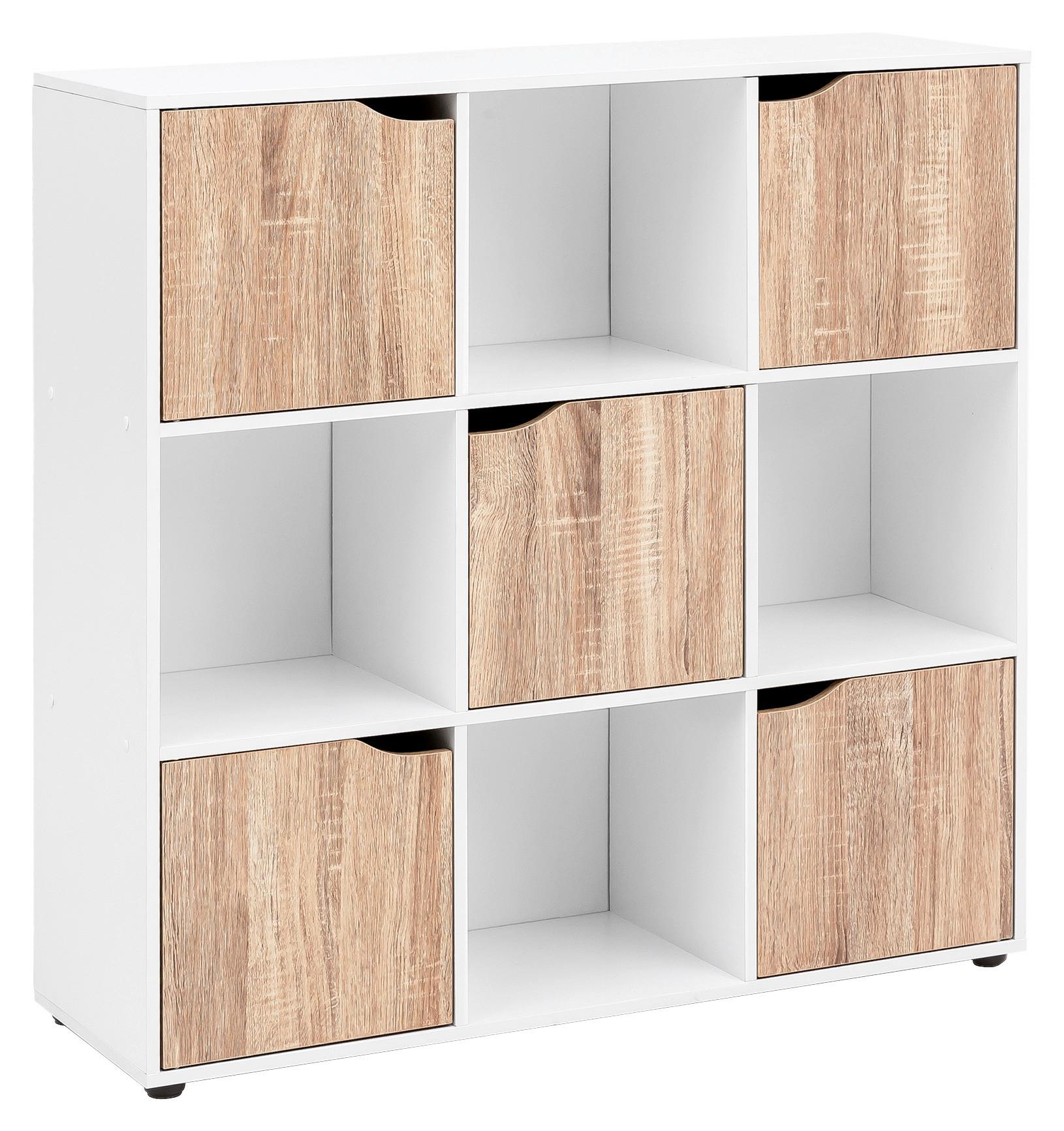 Regal mit Türen Samo B: 89 cm Weiß/Eiche Dekor - Eichefarben/Schwarz, MODERN, Holzwerkstoff (89/91/29cm) - MID.YOU