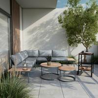 Záhradná sedacia súprava LORENA - čierna/farba akácie, Modern, kov/drevo (241/67/69cm) - Bessagi Garden