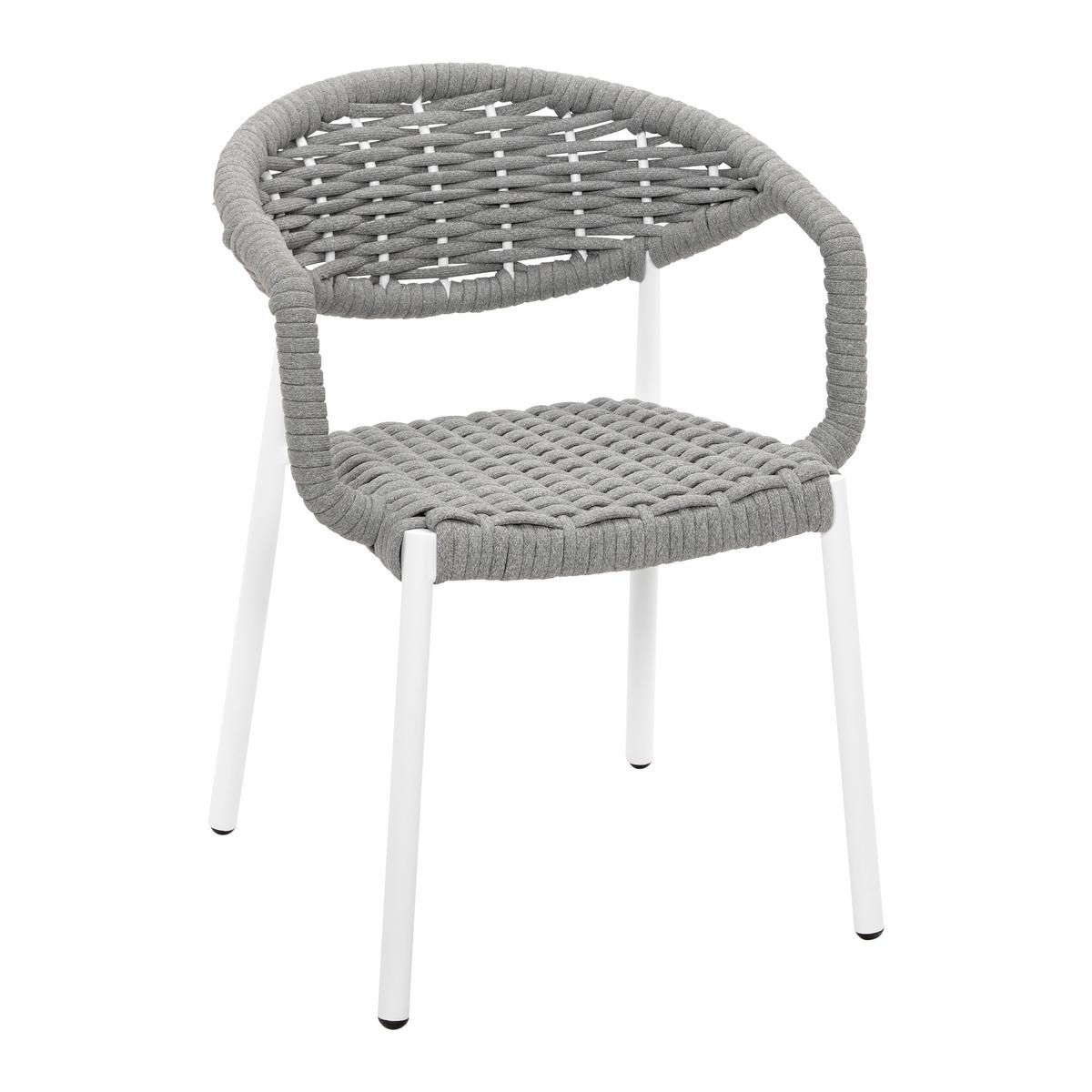 Záhradná stolička ANTONIA sivá - sivá/biela, Modern, kov/textil (58/76/59cm) - Bessagi Garden