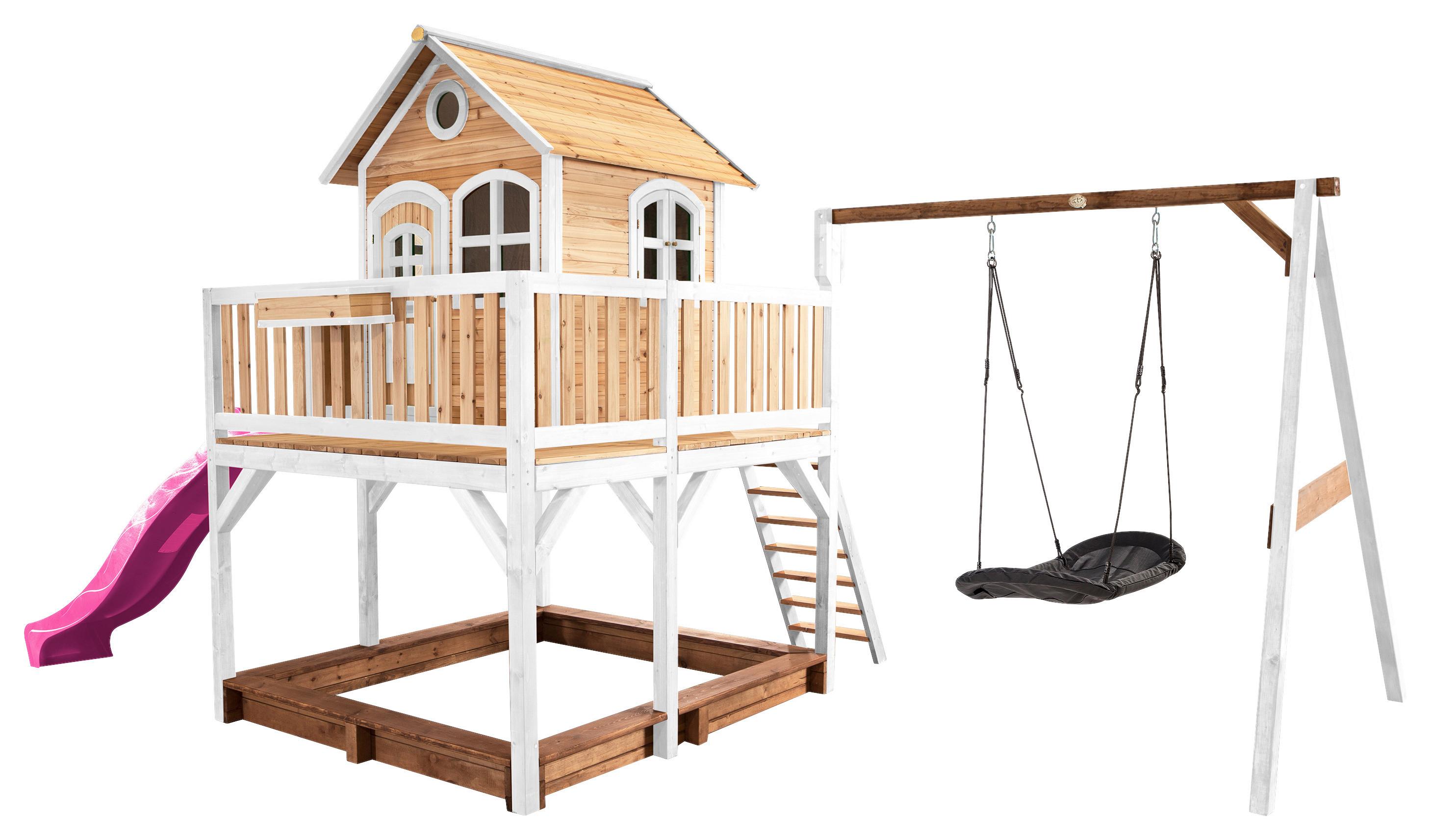 Spielturm A030.158.41 - Lila/Braun, KONVENTIONELL, Holz (613/291/277cm) - Ambia Garden