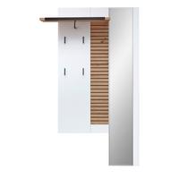 Garderobenpaneel Fresno Weiß/eiche Artisan, B: 117cm - Schwarz/Weiß, Design, Glas/Holzwerkstoff (117/193/34cm) - Livetastic