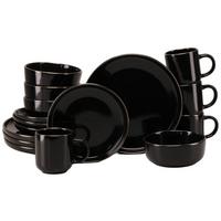 Kombiservice, 16-Teilig für 4 Personen, Steinzeug - Goldfarben/Schwarz, Basics, Keramik - Creatable