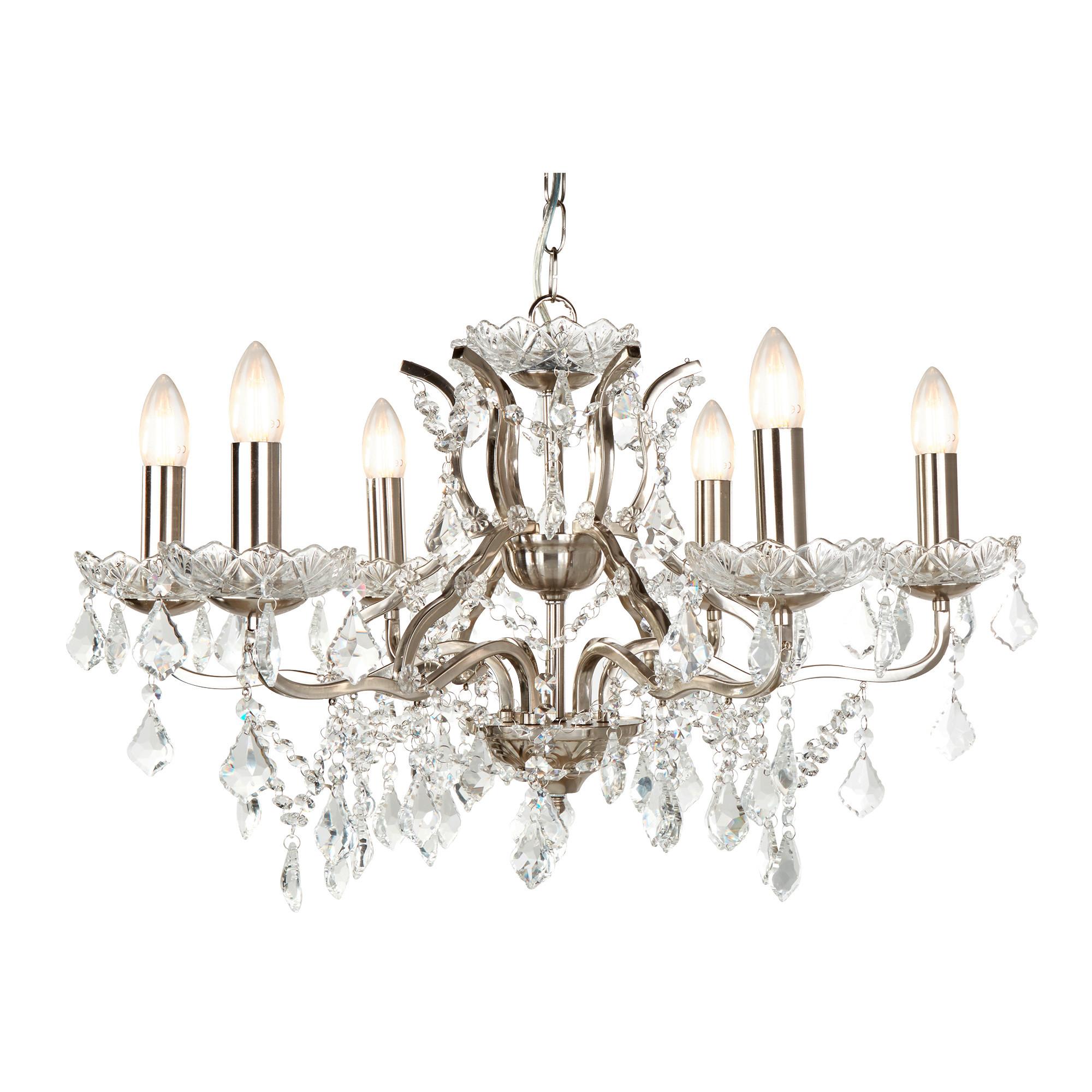 Kristall-Hängeleuchte 8736-6ss Paris 6lt Chandelier - Klar/Silberfarben, Basics, Glas/Metall (70/125/70cm)