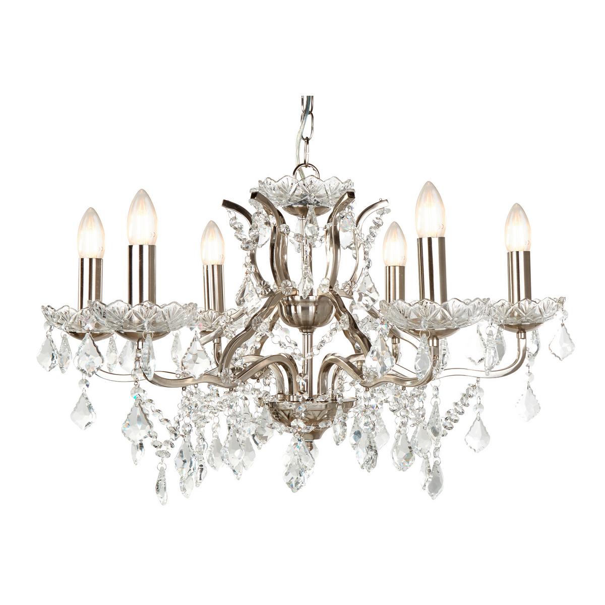 Kristall-Hängeleuchte 8736-6ss Paris 6lt Chandelier - Klar/Silberfarben, Basics, Glas/Metall (70/125/70cm)