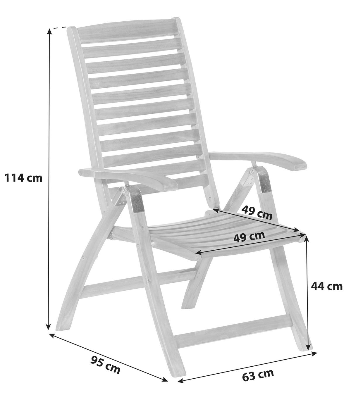 Gartensessel klappbar Paraiba Echtholz Akazie - Akaziefarben, ROMANTIK / LANDHAUS, Holz (63/114/95cm) - Gardenson