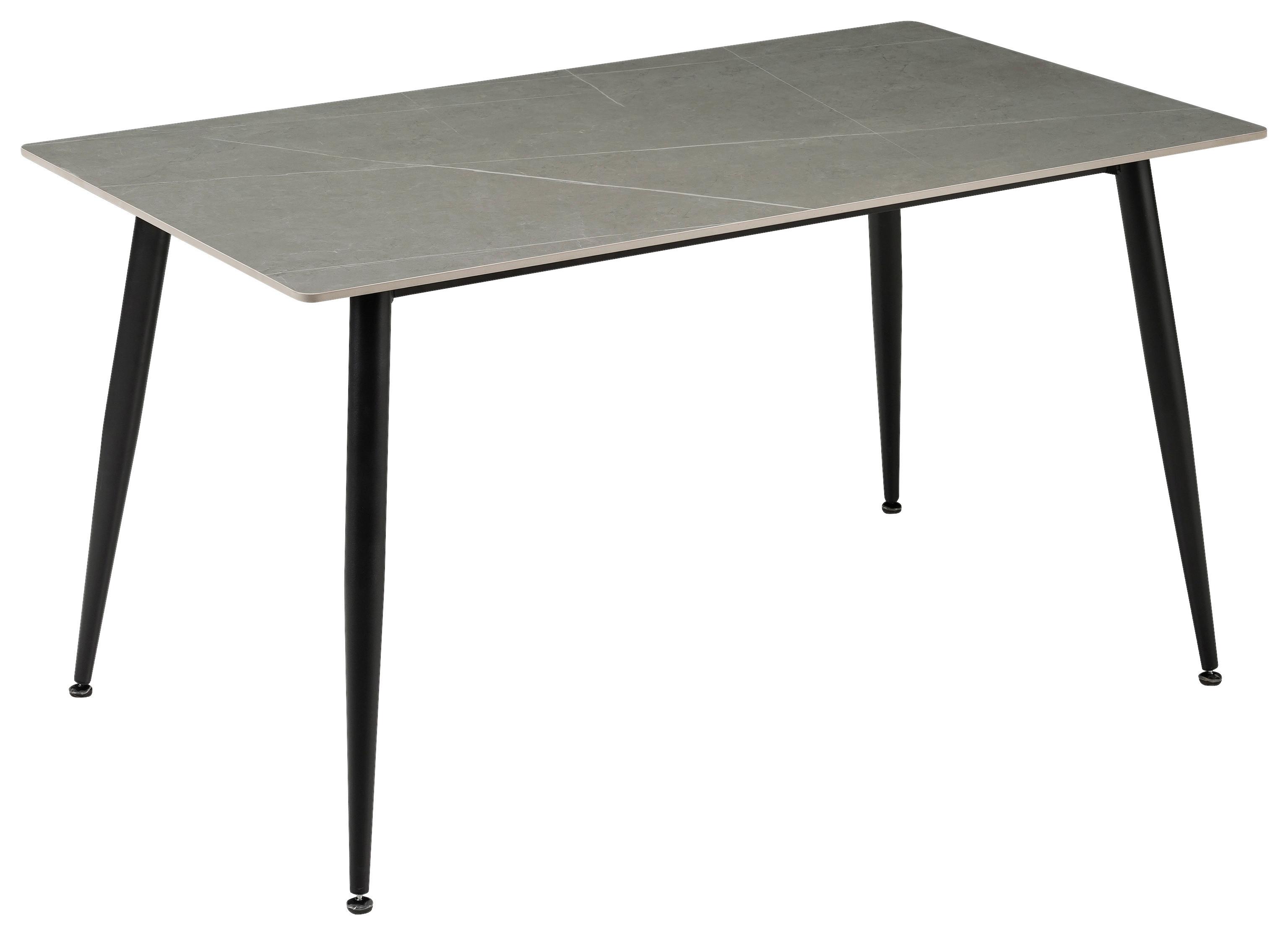 Esstisch Jules - Hellgrau/Schwarz, MODERN, Keramik/Metall (140/80/76cm) - MID.YOU