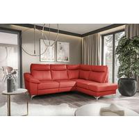 Ecksofa Luna Teilleder Rot 242x194 - Chromfarben/Rot, Design, Leder/Textil (242/194cm) - Livetastic