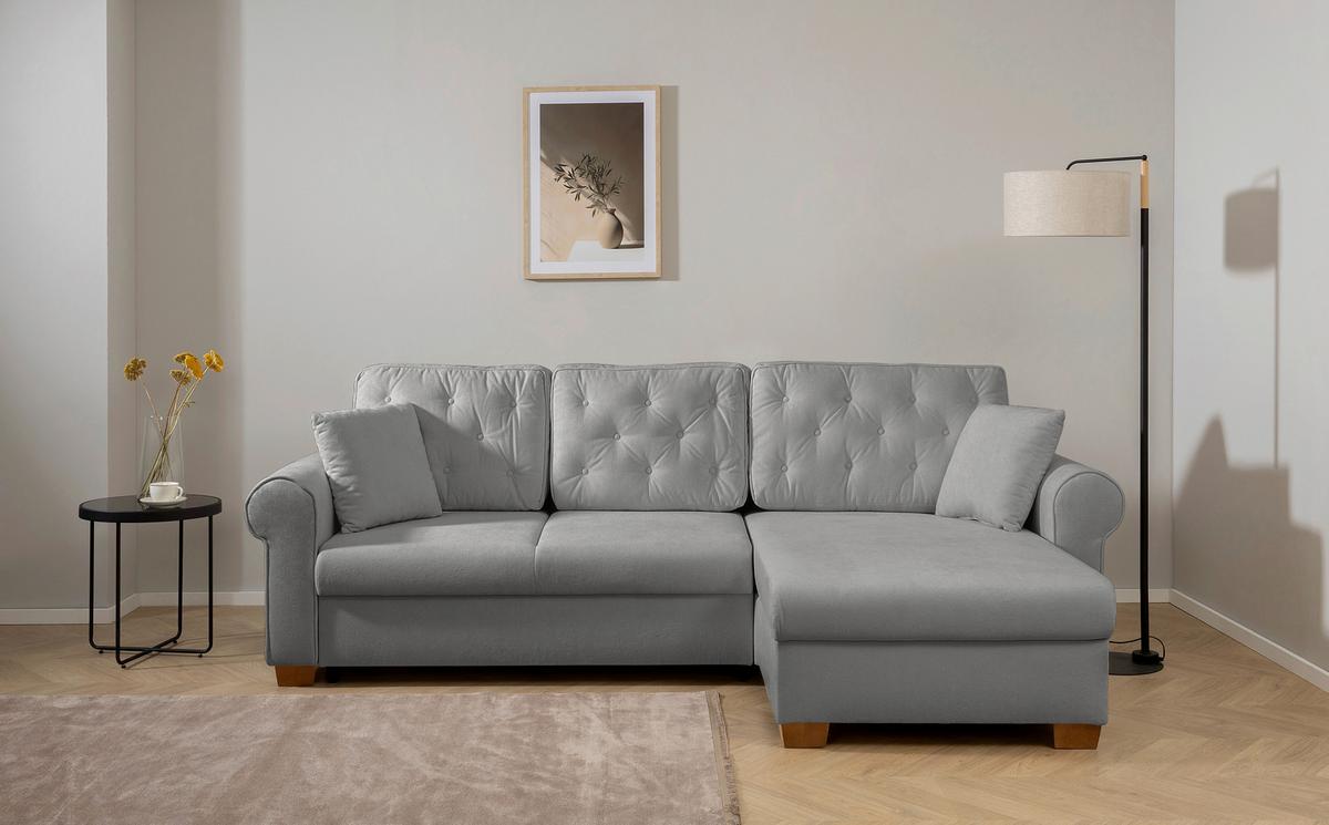 Ecksofa Arles, Grau 70 S: 266x161 Cm - Buchefarben/Grau, Design, Textil (266/161cm) - MID.YOU