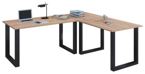 Eckschreibtisch Lona - Schwarz/Sonoma Eiche, MODERN, Holzwerkstoff/Metall (220/80/76cm) - MID.YOU