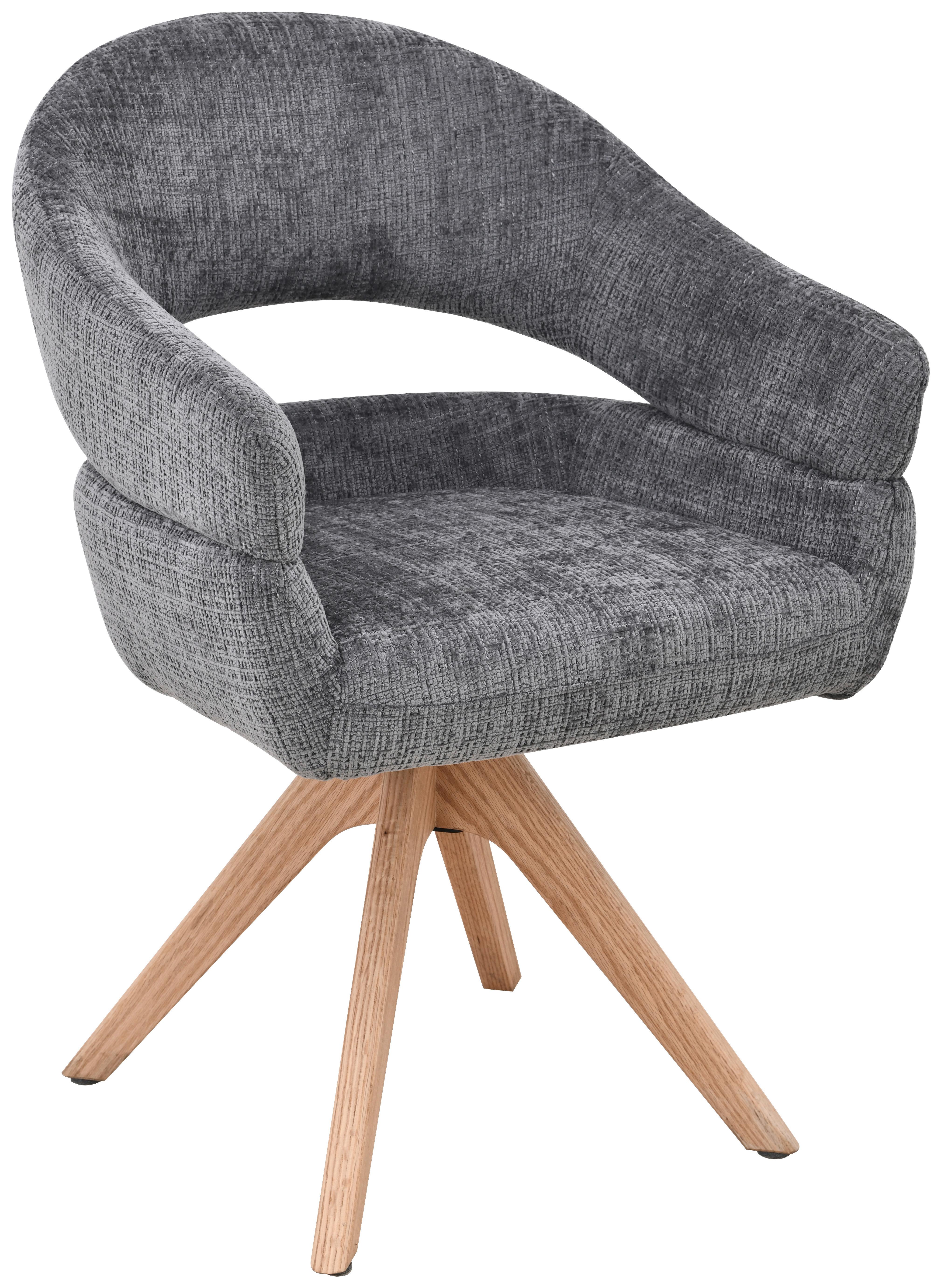 Armlehnstuhl Cleo Grau/Eichefarben B: 58 cm - Eichefarben/Grau, MODERN, Holz/Textil (58/85/62cm) - Livetastic